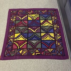 Rare Missoni Vintage & Beautiful Silk Scarf 32 X 34 Inches Purple & Multi Colors
